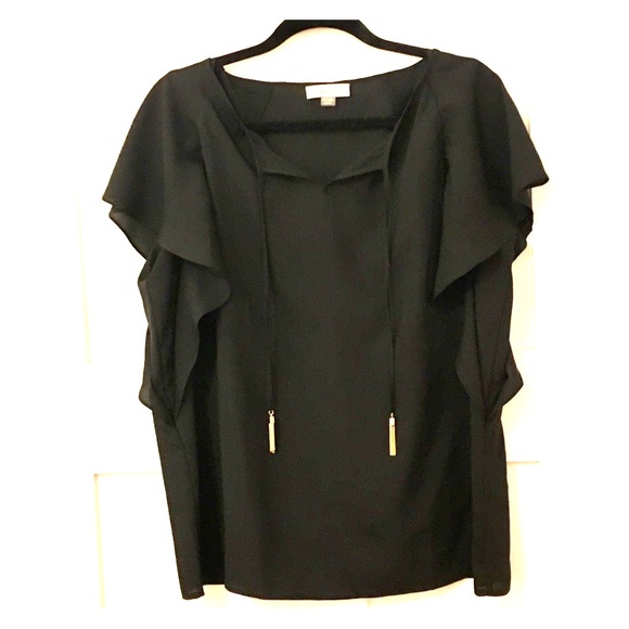 Calvin Klein Tops - Calvin Klein Black Tassel Tie Top (NWOT)